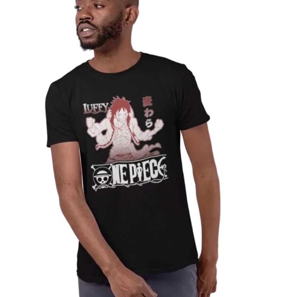 Black One Piece Luffy Graphic Anime T-Shirt